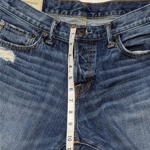 Abercrombie & Fitch Straight Jeans 32 Blue Distressed Denim Classic Menswear - Picture 5 of 10